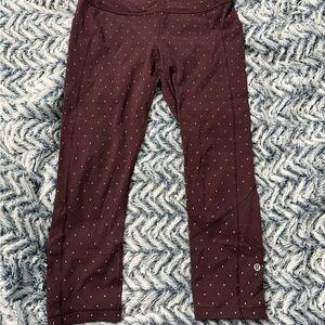 Lululemon Maroon leggings with gold reflective diamonds